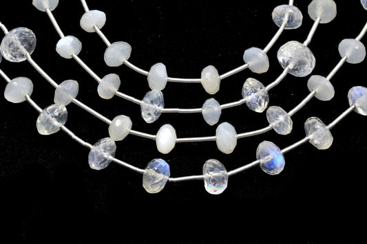 Moonstone faceted roundel beads 6mm to 8mm,White rainbow beads strand,Jewelry making beads,Supplies beads,Moonstone beads, Briolettes strand
