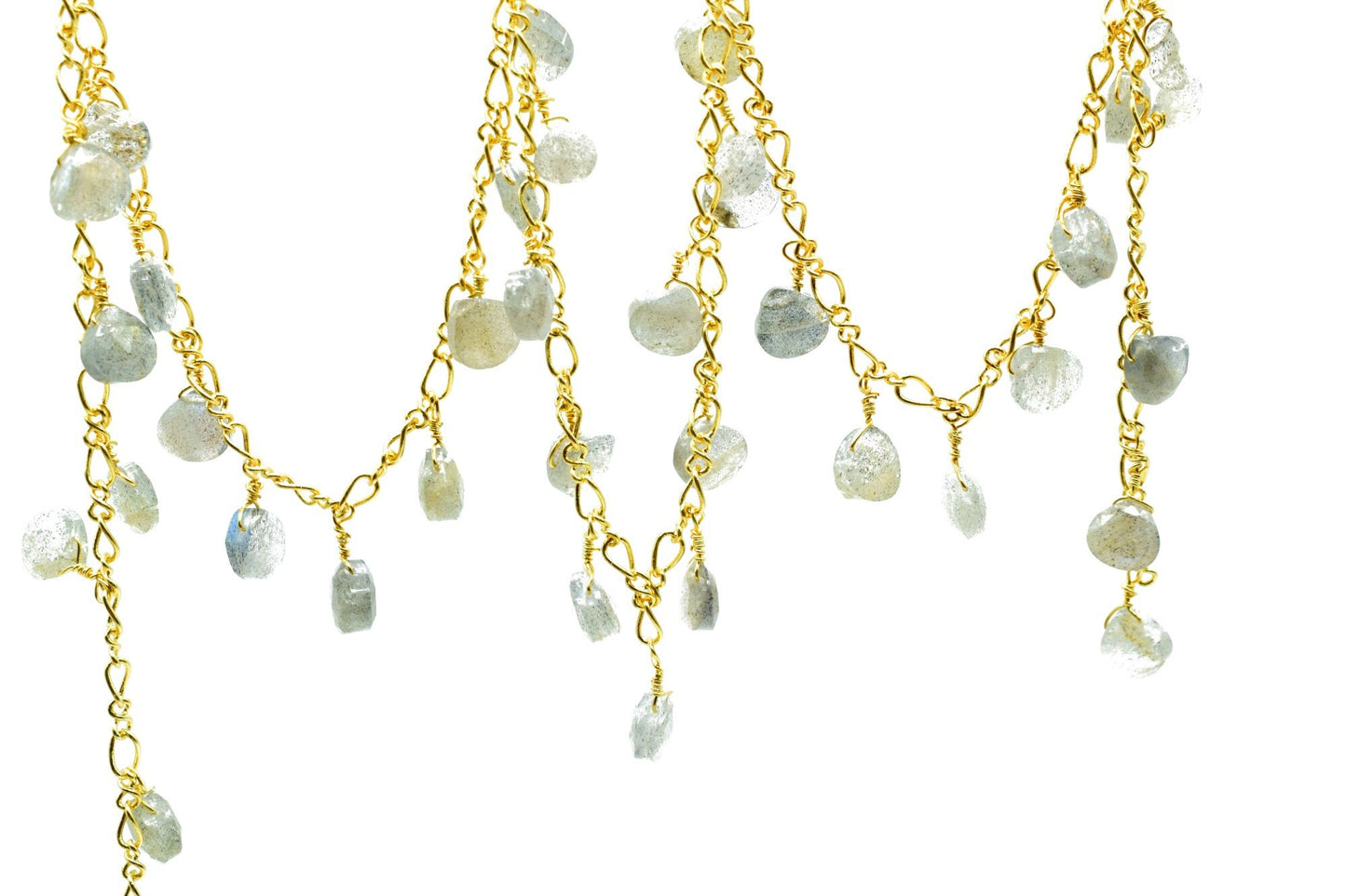 Labradorite 6mm Heart Shape briolette Chain,Labradorite Heart Shape Rosary Chain,Sold By Foot,labradorite briolette beaded chain,labradorite