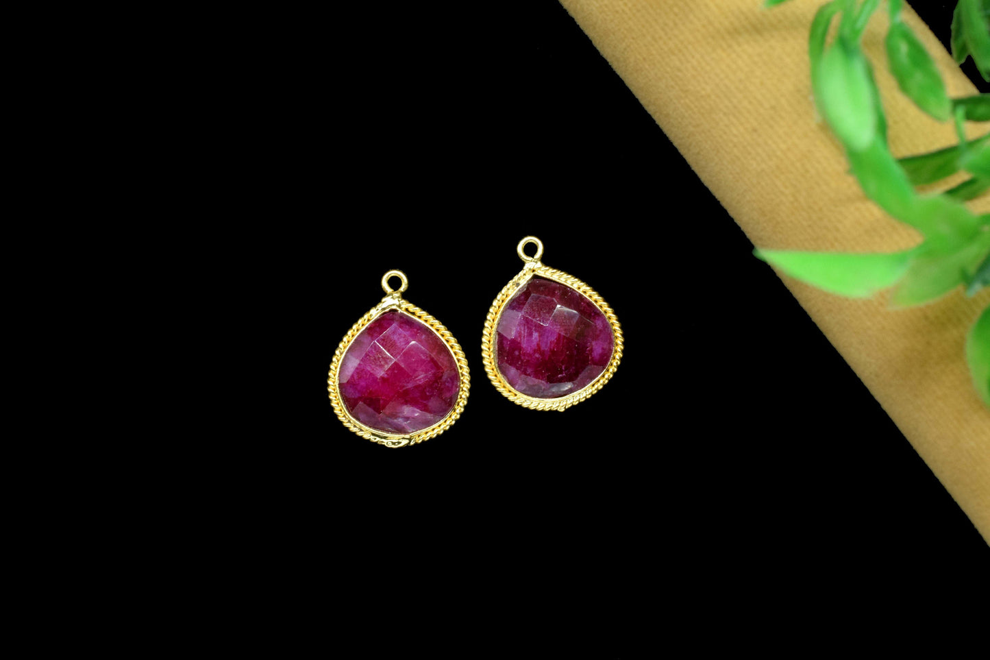 Natural Ruby Single bail 14mm heart shape Connector,Ruby Gemstone link Connector Jewelry,gemstone gold Plating Connector Jewelry making,Gift