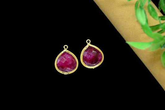 Natural Ruby Single bail 14mm heart shape Connector,Ruby Gemstone link Connector Jewelry,gemstone gold Plating Connector Jewelry making,Gift
