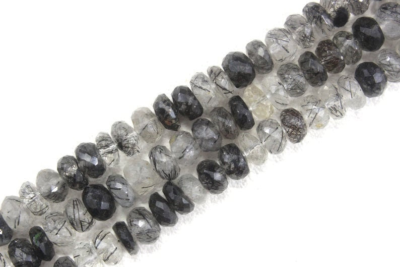 Natural Black Rutile 6mm Faceted Beads,Black Rutile Faceted Beads,Wholesale Beads,Rutile Rondelle Beads Semi precious Faceted,Gemstone Beads