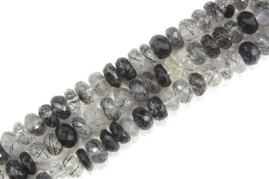 Natural Black Rutile 6mm Faceted Beads,Black Rutile Faceted Beads,Wholesale Beads,Rutile Rondelle Beads Semi precious Faceted,Gemstone Beads