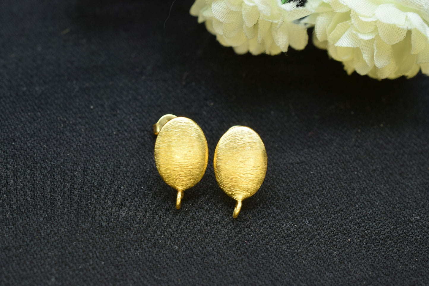 Gold plated Brass Earring post Studs,9x12mm Oval shape Earring Charms connector,Brass Earring Charms For Jewelry Making,Jewelry Supplies,