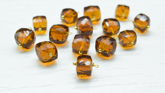 Whisky Quartz Component pendant Charm,Handmade pendant Jewelry,3D Cube Box pendant,Gemstone 3D Cube Beads,Whisky Quartz pendant Connector