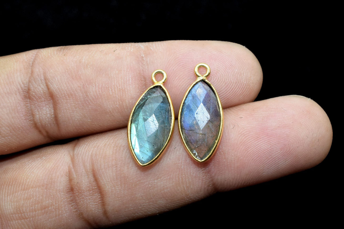 Labradorite 8x16mm marquise shape Single bail charm,Labradorite marquise Connector Pendant,Bezel Link Single Bail Connector,Labradorite