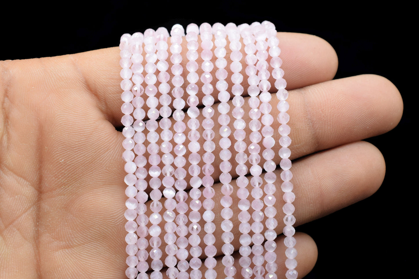 Rose Quartz AAA Faceted beads/Pink Stone Beads/Rondelle Beads/Jewerly Making Beads/Micro Cut Beads/Loose Gemstone Beads/Wholesale Beads/Gift