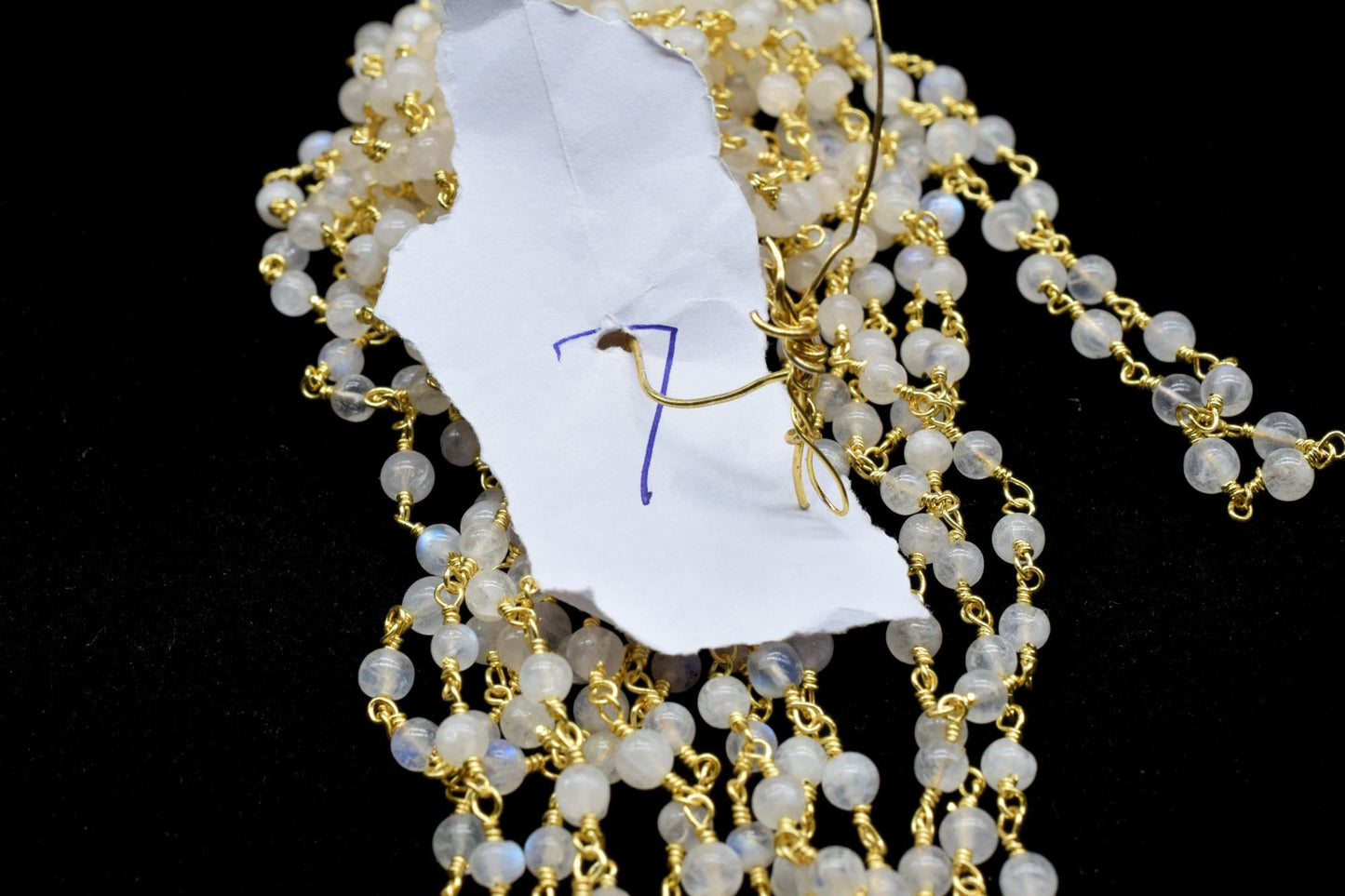 Moonstone 4mm Round Beaded Chain,Rainbow Moonstone Gold Rosary Chain,Gemstone Chains By the Foot for Rosary Necklace,Rosary Roll Bulk pirce