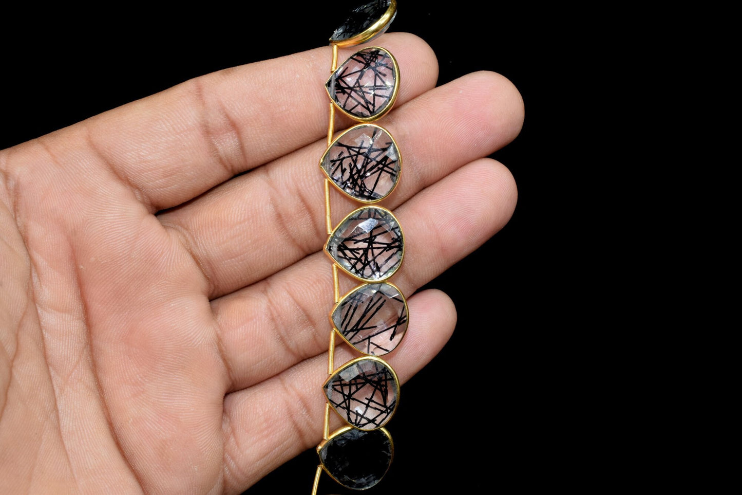 Black Rutile 14mm Heart shape 11 Pieces strand,Black Rutile Gemstone Bezel Charm Links Connector Pendant,Single Bail Connectors jewelry