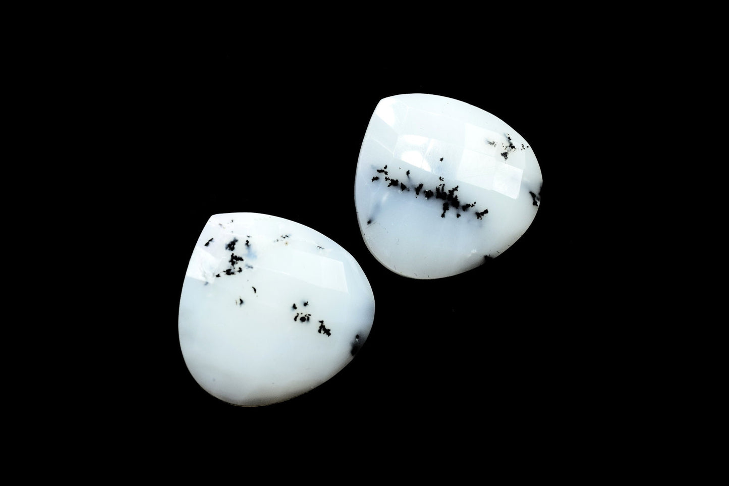 Dendrite Opal Faceted Heart Briolettes,20mm Heart Shape,Dendrite Opal Heart Shape Beads,Jewelry Supplies,Gemstone Briolettes,Opal Briolettes