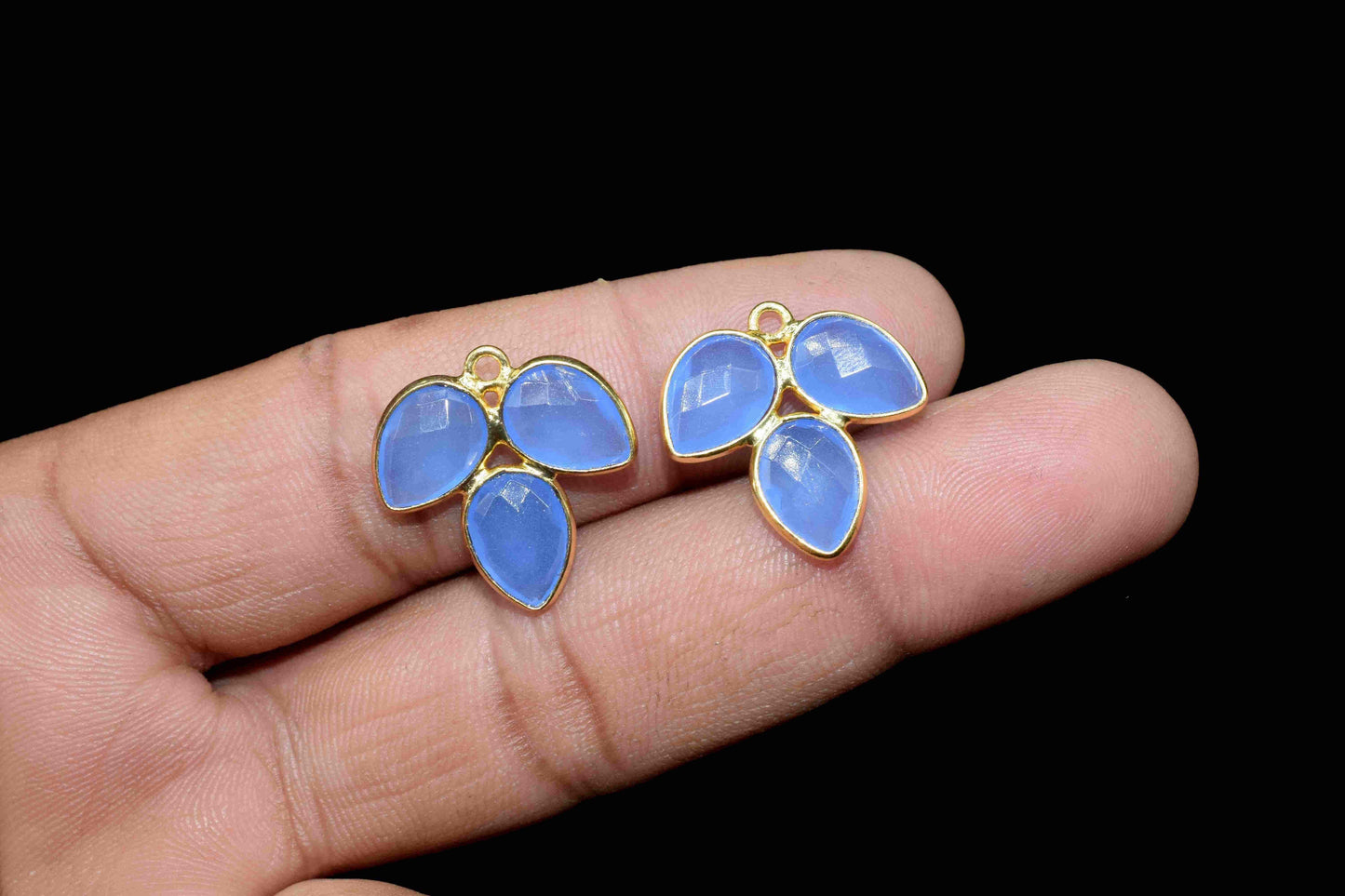 Blue Chalcedony component,Blue Quartz Bezel Component,Blue Quartz Jewelry Making,Handmade Jewelry,Gemstone Component,Attached Bezel Pendant