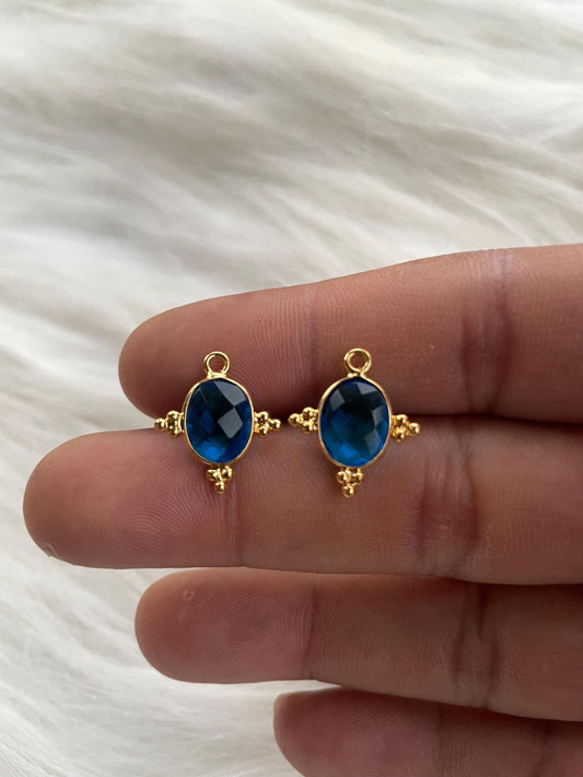 Blue Topaz Quartz 8x10mm oval Shape Pendant Jewelry,blue Topaz Gold Plated Single Bail Connector jewelry,Topaz Gemstone Teardrop Charms
