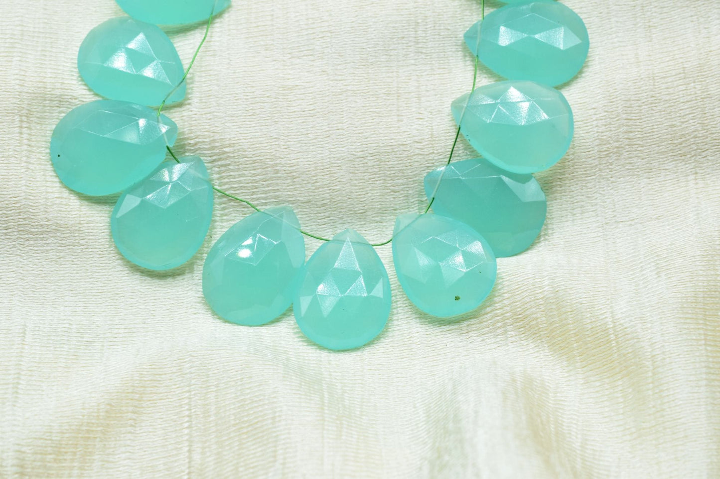 Aqua Chalcedony 15x20m Drop briolettes,Side drilled Briolette,Chalcedony Pear Shaped Faceted Briolettes,Chalcedony fancy briolettes,jewelry