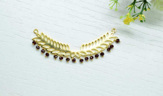 Black Onyx Beads Dangle Charms,Wedding Hair Vine Connectors,Gemstone Leaf Pendant Necklace,Component Leaf Charms,Handmade jewelry,Gift