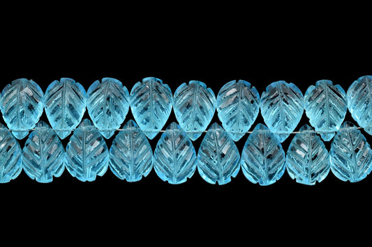 Sky Topaz Carved Leaves Briolettes,9x13mm carving Pear Shape,Carved Leaf Shape Beads,hand carving Teardrop Beads,Sky Topaz Briolettes,Beads