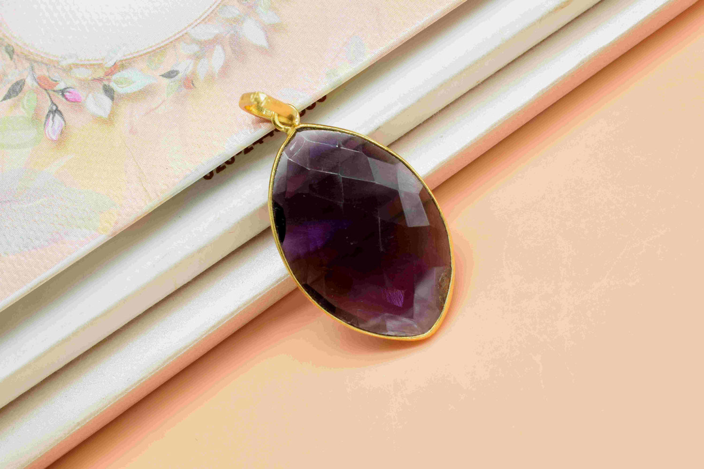 Amethyst 20x30mm Bezel Necklaces,Single Bail Connector,Marquise Shape Pendant,Amethyst Jewelry,Gemstone Bezel Charms,Handmade Bezel Pendant