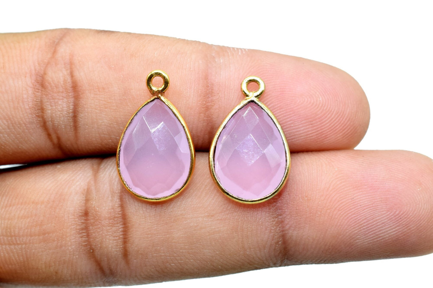 Rose Quartz 10x14mm Pear shape charm,Checker Board cut Rose Quartz Pendant,Rose Quartz charms,Rose Quartz Pear Briolettes,Pink connectors