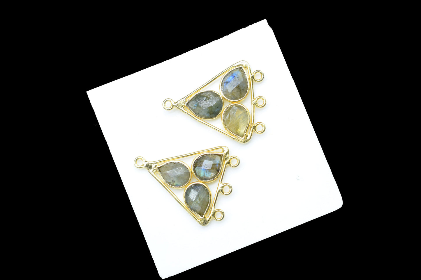 Labradorite Teardrop Faceted Bezel Connector,Handcrafted Gemstone Jewelry,Grey Gemstone Pendant,Jewelry Component,Tringle Shape Pendant,Gift