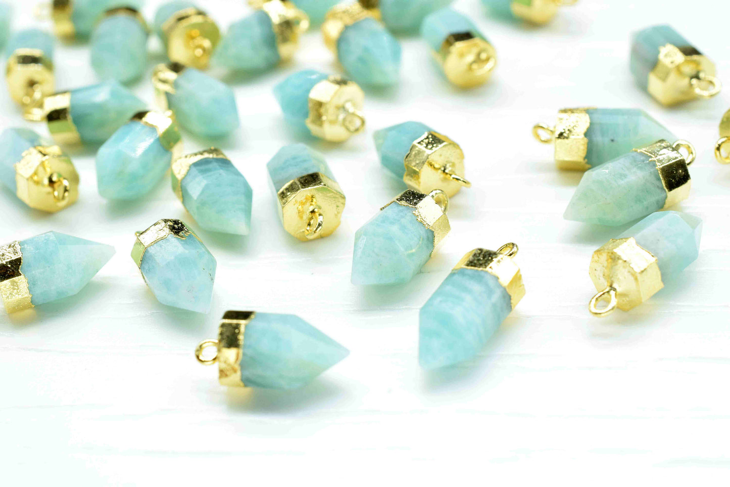 Amazonite Gemstone 6x13mm Pencil Shape Pendant,Green Mint Gemstone Pendant Jewelry,Amazonite Gold Plated Pencil Pendant Jewellery,Gift