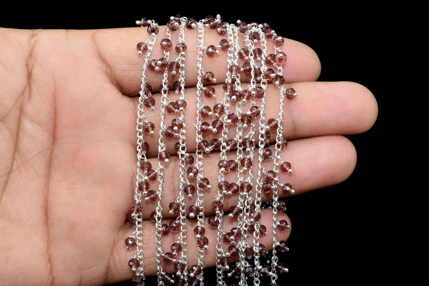 Rhodolite Garnet Rosary Chain,Garnet Cluster Rosary,Wire Wrapped Rosary Chain,Gemsatone Bulk Rosary Roll,Jewelry Making Chain,Garnet Beads