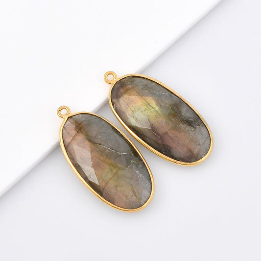 Labradorite 14x28mm Long oval Shape bezel,Gold Plated bezel,Labradorite Bezel Charm,Gold Vermeil Bezel,jewelry making charmGold-Filled bezel