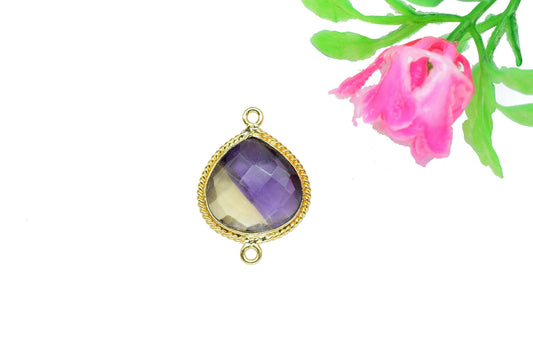 Ametrine Gemstone 14mm Heart Shape Bezels,Ametrine Charms Faceted Pendant Jewelry,Ametrine Double Bail Pendant,Ametrine Gold Plating Pendant