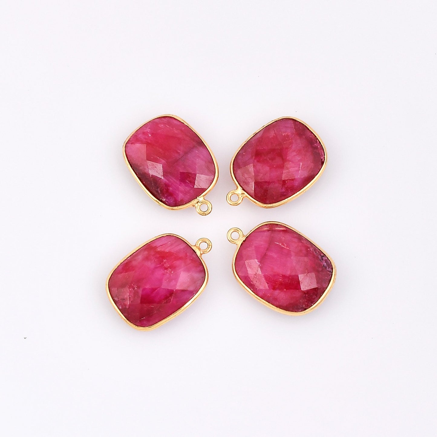 Ruby 14x18mm Bezel,charms,connector,pendant,Rectangle ShapeGold Plated bezel,Beautiful ruby Bezel,Ruby jewelry making charm,GoldFilled bezel