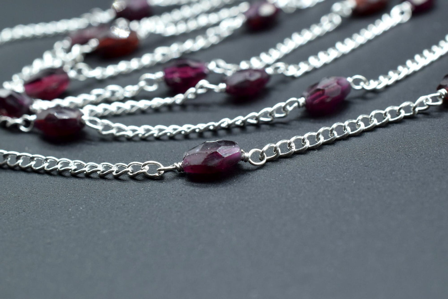 Garnet Oval Shape Rosary Chain,Garnet Beads Rosary,Jewelry Making Rosary,Garnet Wire Wrapped Rosary,Garnet Briolette Rosary,Garnet Oval bead