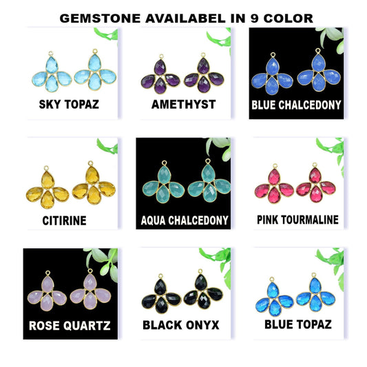 Gemstone Pear Shape Earring,Craft Supply,Finding Jewelry Connector,Station Bezel Link,Components Earring,Flower Pendant,Elegant Jewelry Gift