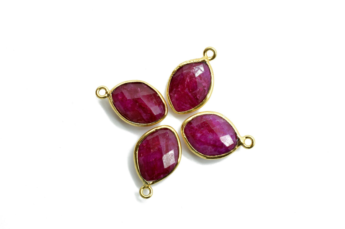 Ruby 10x13mm eye shape single bail charms,Ruby Eye Shape Gold Plated bezel,Gold Vermeil Bezel, jewelry making charm,Ruby bezels,Ruby pendant
