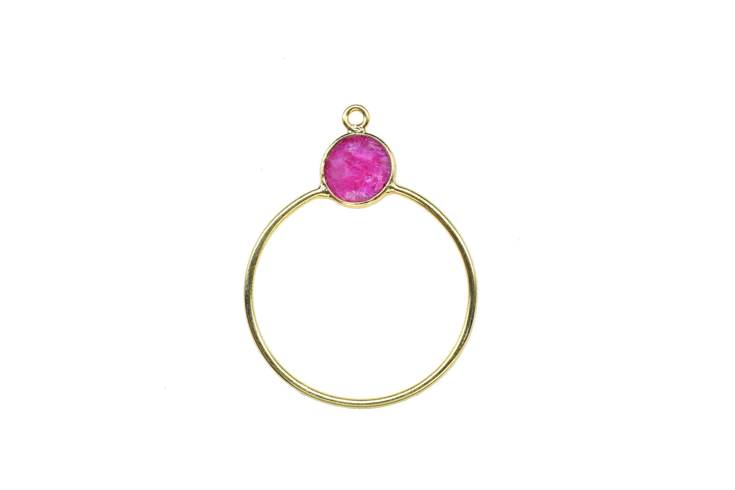 Ruby Findings Pendants,Diy Components Earring,Craft Supplies,Handmade Beads Jewelry,Findings Round Bezel Pendant,Single bail Station Link