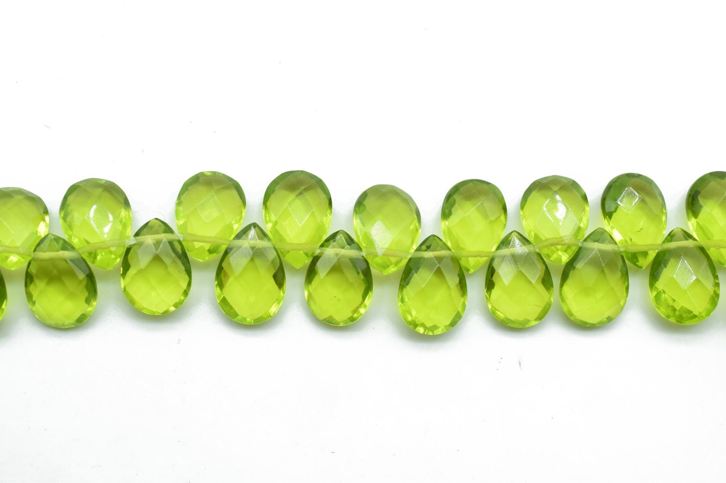 Peridot Teardrop 7x10mm Briolettes,Natural Gemstone Olive Green Peridot,Faceted Teardrop Briolettes,Drop Shape Beads for Peridot Jewelry,gif