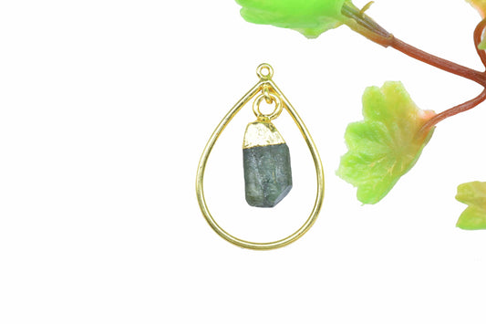 Natural Rough Stone Pendant,Finding Teardrop,Wedding jewelry,Bridal Jewelry,Gemstone Components,Electroplated Pendant Jewelry,Station Link