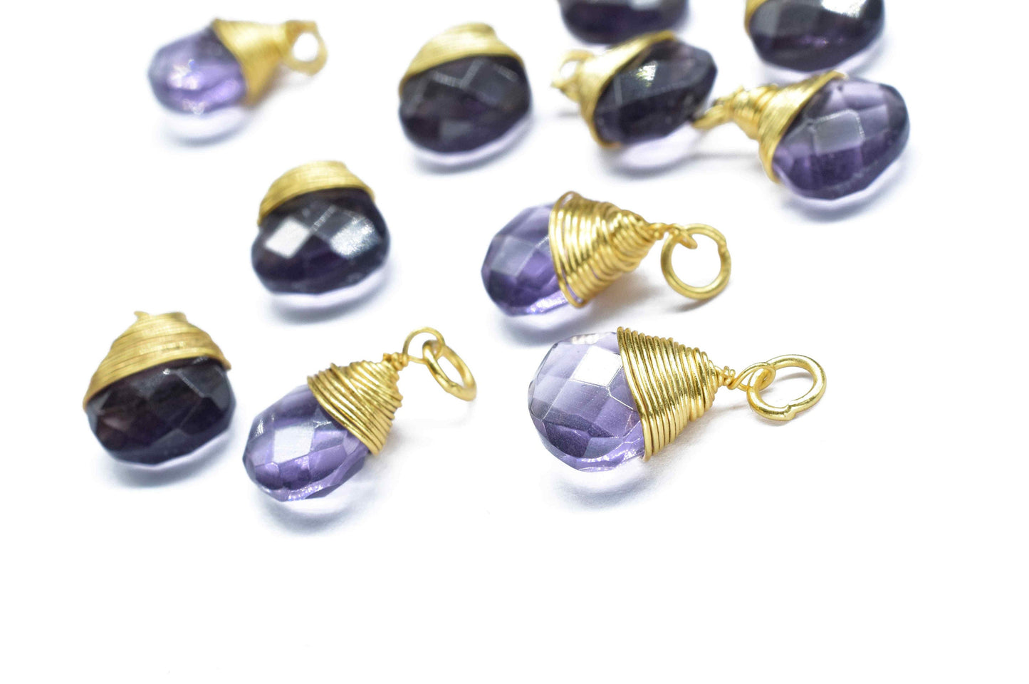 Amethyst Faceted Connector,Wire Wrapped Gemstone Pendant,10mm Heart Shape Amethyst Charm,Amethyst Finding Jewelry,Amethyst GemstoneConnector