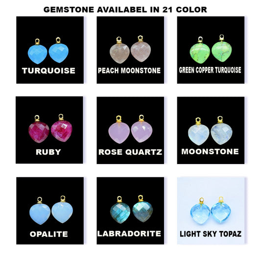 Gemstone Faceted Pendants,Heart Beads Connector,Briolettes Beads Pendant Jewelry,Heart Shape Drill Pendant Charm,Single Bail Pendants,Gift