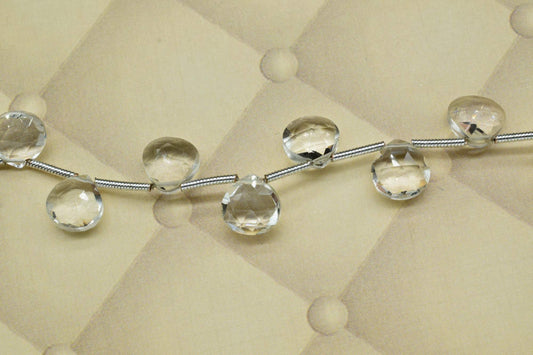 Crystal Briolettes,Crystal Quartz Faceted Heart Shape Beads,AAA Grade Quality Crystal Briolettes Beads,calibrated Crystal stone,gemstone