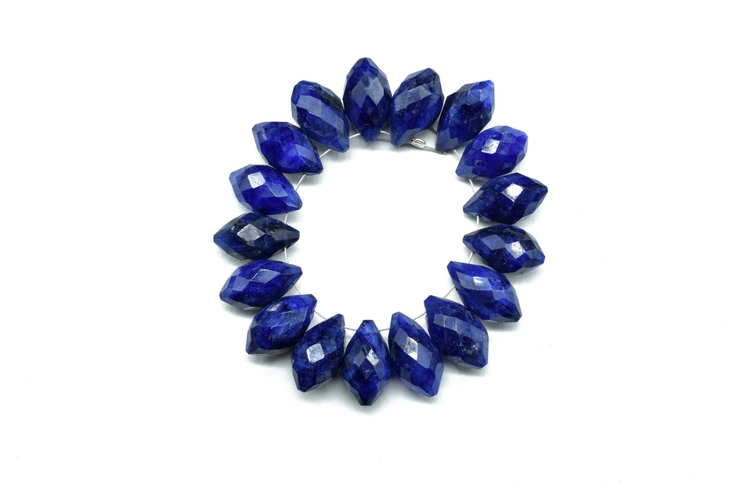 Sapphire Dew Drop Foxtail Beads,8x14mm Dew Drop briolettes,Fancy Cut Dew Drop Foxtail Briolette,Foxtail Gemstone Beads,Matched Pair Beads