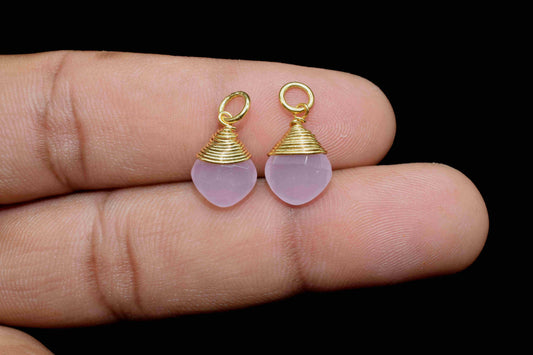 Pink Chalcedony Loop Connector,Pendant Jewelry,Wire Wrapped Necklace,Pink Chalcedony Square Faceted Connector,Gemstone Wire Wrapped Pendant