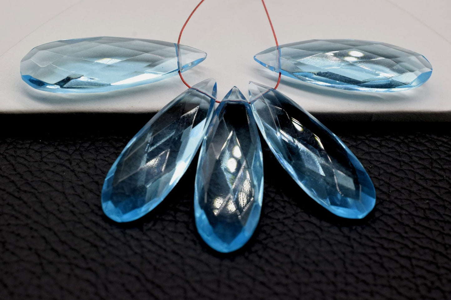 Natural Sky Topaz Long drop Briolettes,Side drilled Briolette,Long Drop Briolettes,Handmade Topaz Briolette,December Birthstone briolette,