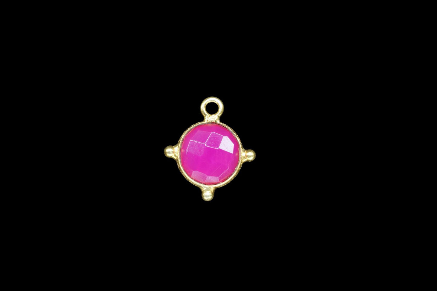 Pink Chalcedony Pendant/Gemstone Component/Round Shape Charm/Single Bail Charms/Wholesale Supply/Gold Plated Jewellery/B'day Gift