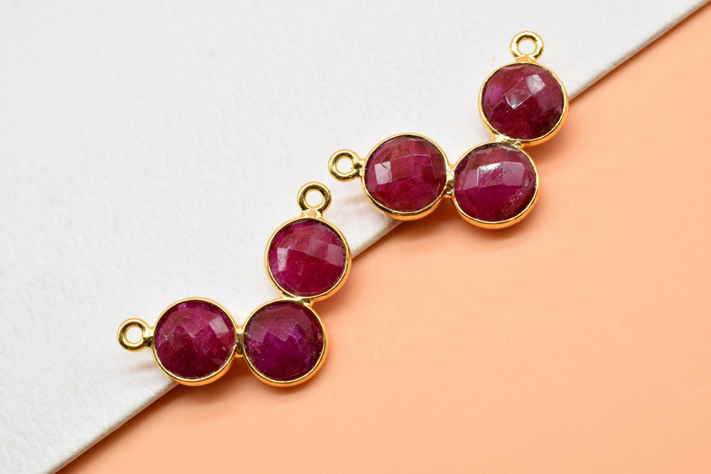 10mm Genuine Ruby Pendant,Gemstone jewelry Component,Double Bail Pendant,Ruby Earring ,Charm Pendant,Jewelry Making Supply,Gemstone Jewelry