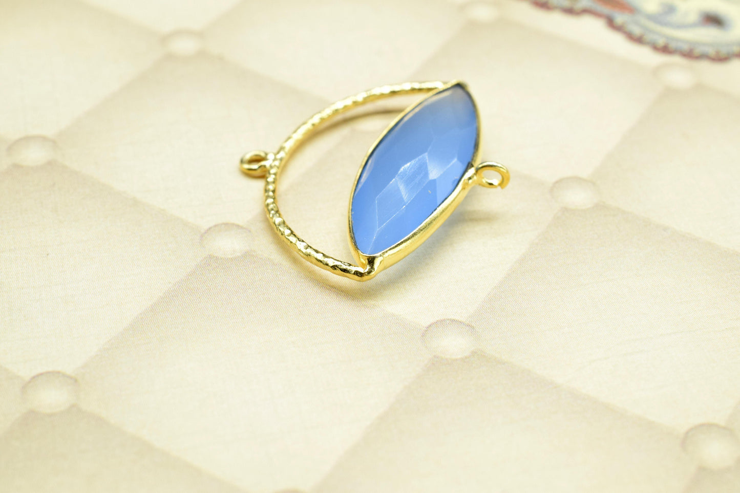 Blue Chalcedony Gemstone Component,Gemstone Connector Pendant,Jewellery Making Essentials,Single Loop Pendant,DIY jewelry Making Supply,Gift