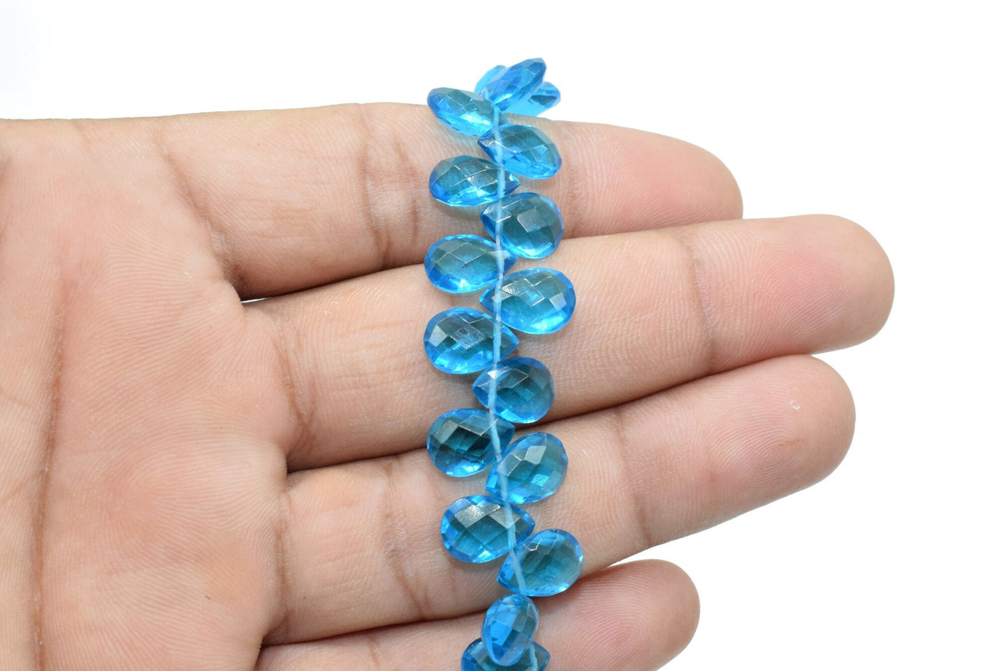 London Blue topaz Teardrop 7x10mm Briolettes,Natural Gemstone Teardrop Briolettes,Super fine Blue topaz briolettes,jewelry making briolettes