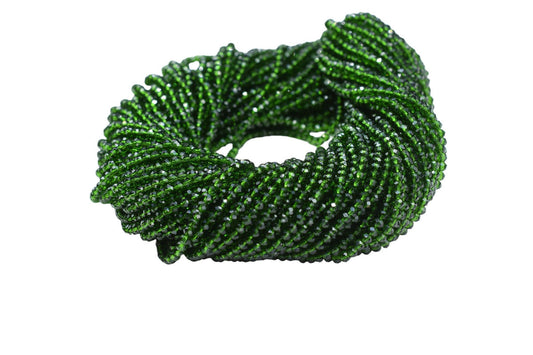 Emerald Quartz Faceted Beads/Loose Stone Beads/JewelryMaking Beads/Emerald Quartz Beads Strand/Rondelle Beads/13 inche beads Strand