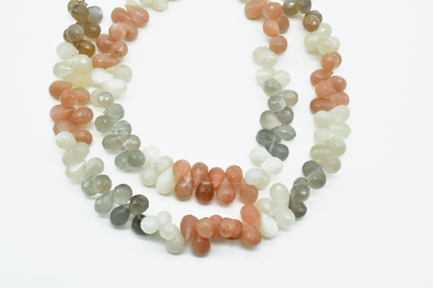 Multi Moonstone Faceted Drops,Multi Moonstone briolette,10''moonstone drops strand,7x10 mm teardrpo faceted beads,jewelry making drops