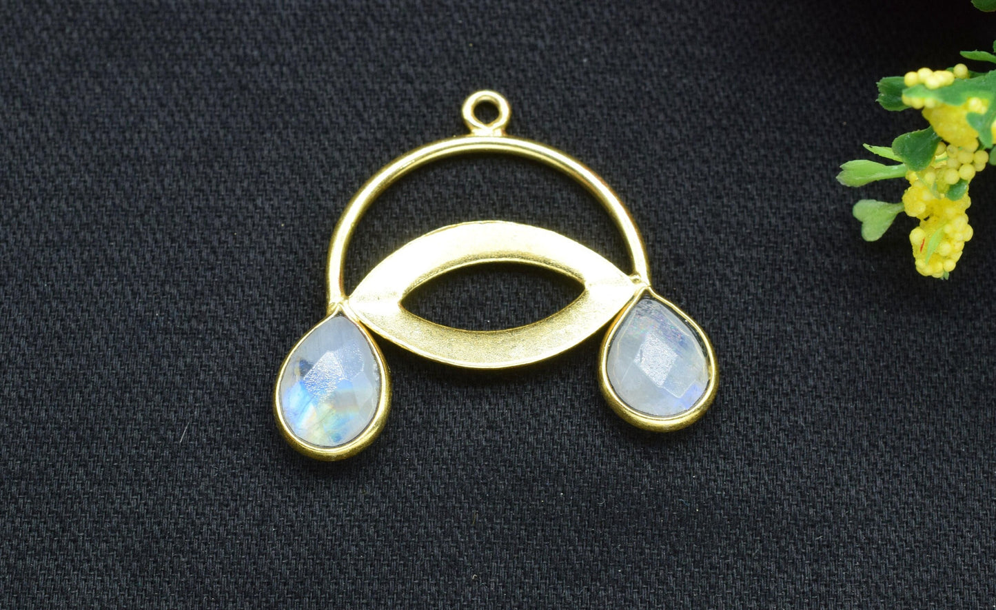 Moonstone Teardrop Pendant/Dua Stone Charms/Moonstone Faceted Cut Gemstone/Jewellery Essentials/Handmade Items/Charms & Pendants/Single Bail