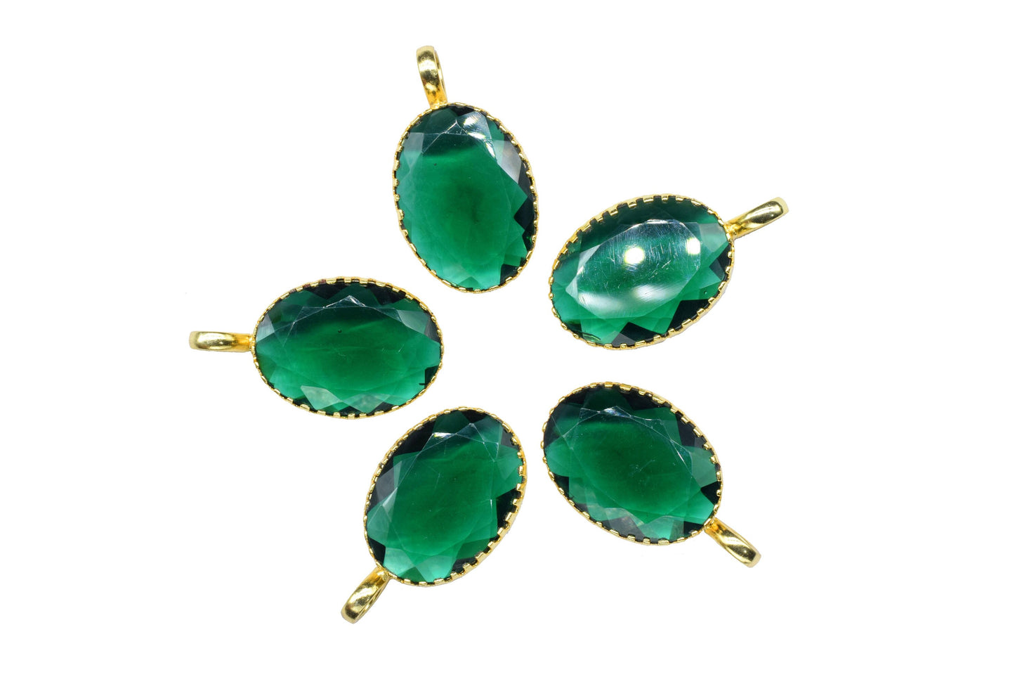 Emerald Quartz Pendant Charms,Statement Pendants,Loop Pendants,Prong Pendant Jewelry,Gemstone faceted Pendants,Handmade Brass Pendant,Gift