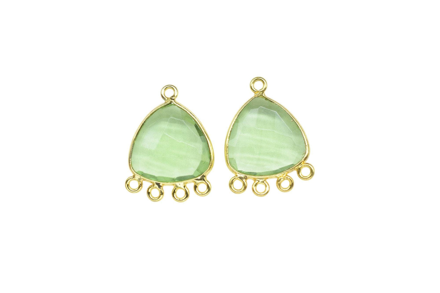 Green Amethyst 15mm Triangle Bezel Connector/Gold Plated Jewelry/Women Jewelry/Connector Jewelry/Handmade Connector/Connector Jewelry/Gift