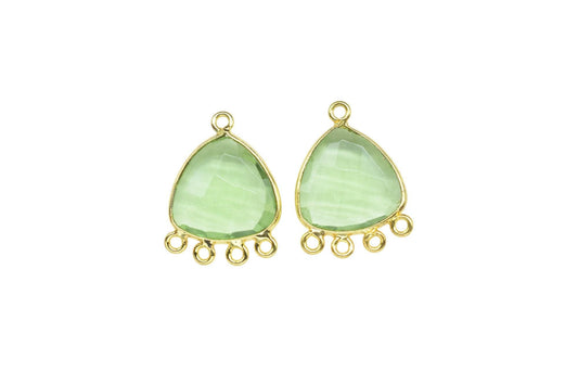 Green Amethyst 15mm Triangle Bezel Connector/Gold Plated Jewelry/Women Jewelry/Connector Jewelry/Handmade Connector/Connector Jewelry/Gift