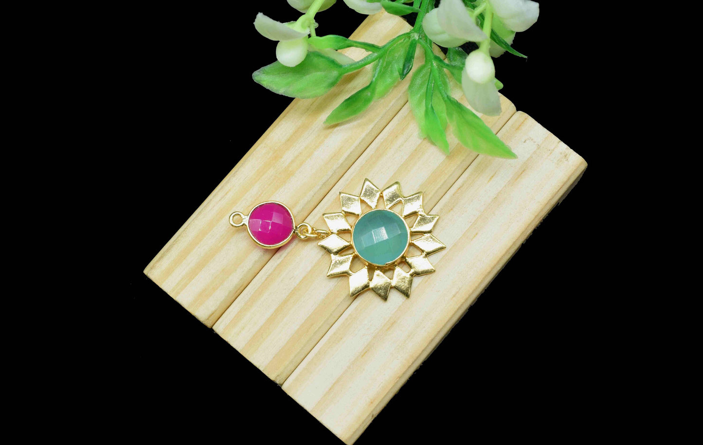 Pink Chalcedony  Pendant Charms , Blue Chalcedony Dangle Earring Component , Multi Gemstone Dangle Earring , Component Jewelry , B'day Gift