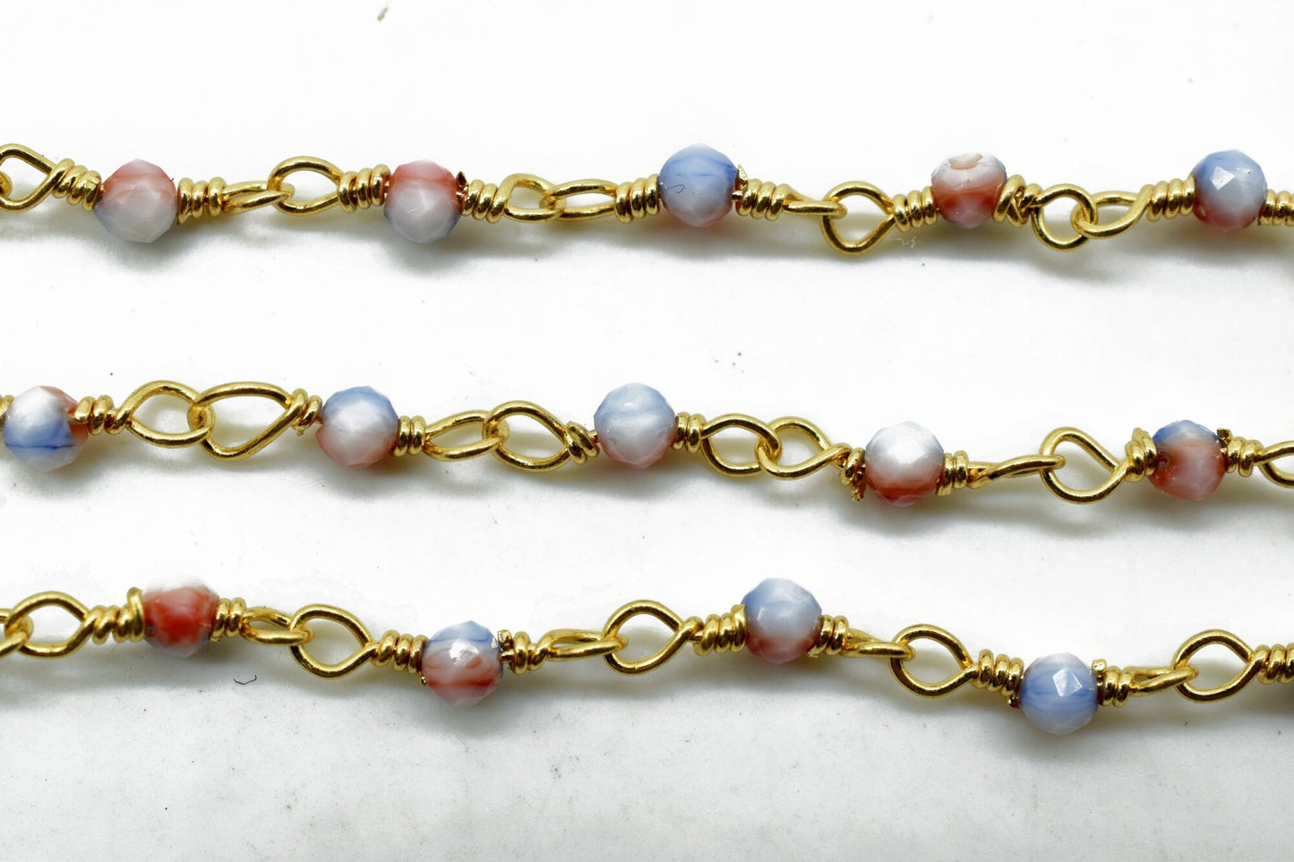 Blue Opal Rosary chain,Blue Opal beaded chain,Gemstone beaded chain,2mm beaded chain,Gold plated beaded chain,Opal rosary, beaded chain roll